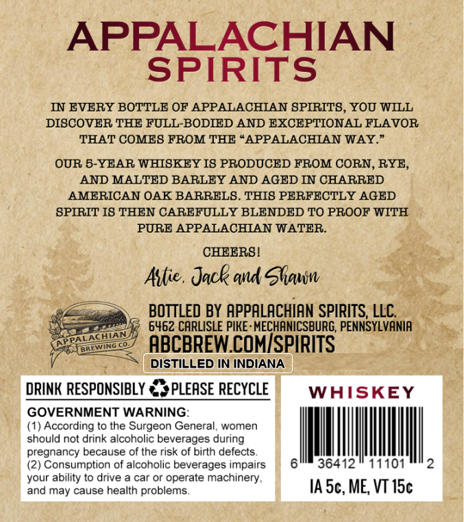 Appalachian Spirits label image 2