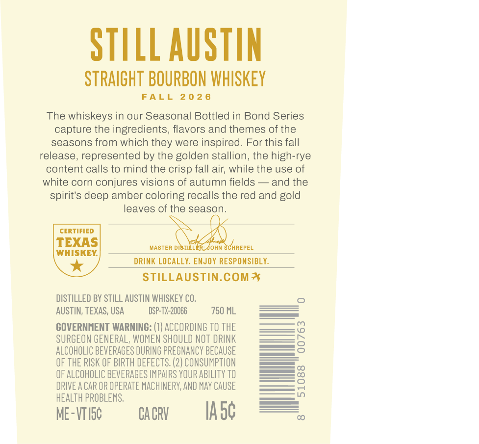 Still Austin Bottled In Bond Straight Bourbon Whiskey label image 2