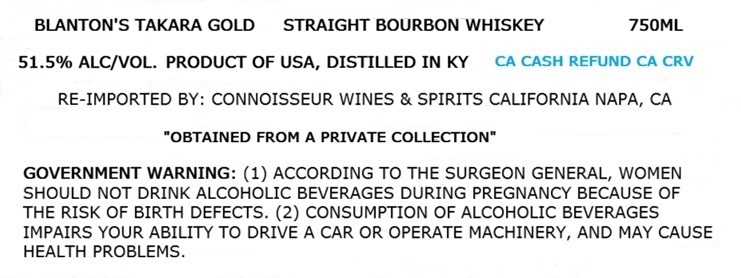 Blanton's Takara Gold label