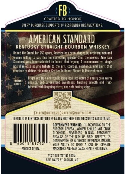 Fallen Brothers Crafted Spirits American Standard Kentucky Straight Bourbon Whiskey label image 2