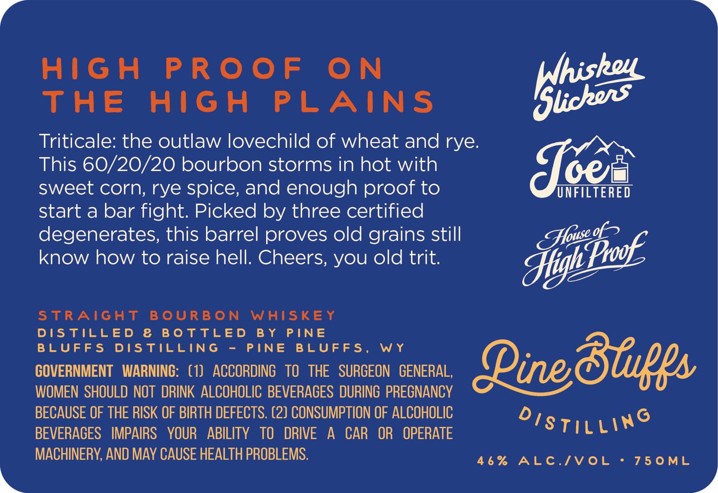 Pine Bluffs Distilling No Country For Old Trits Triticale Bourbon label image 3