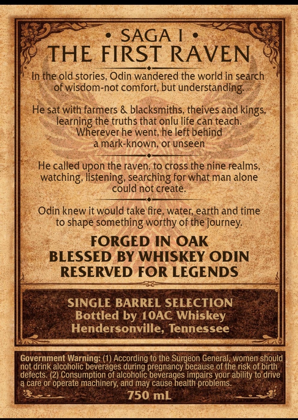 10AC Whiskey First Raven Saga label image 2