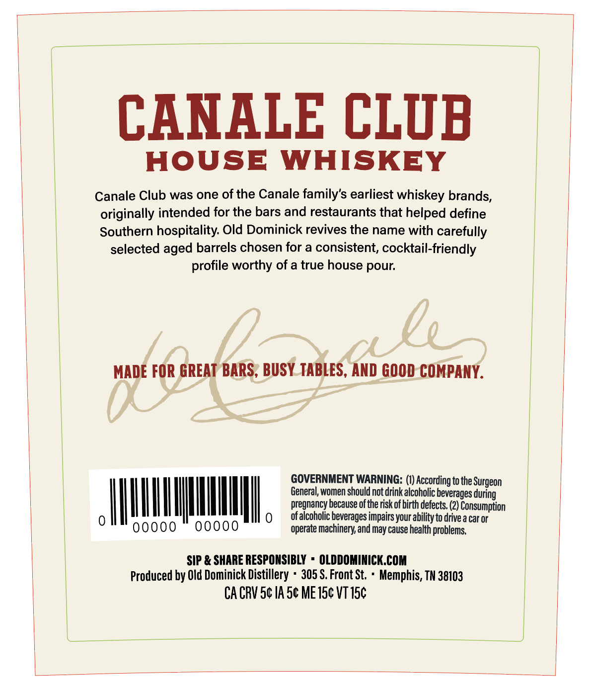 Canale Club House Whiskey label image 3