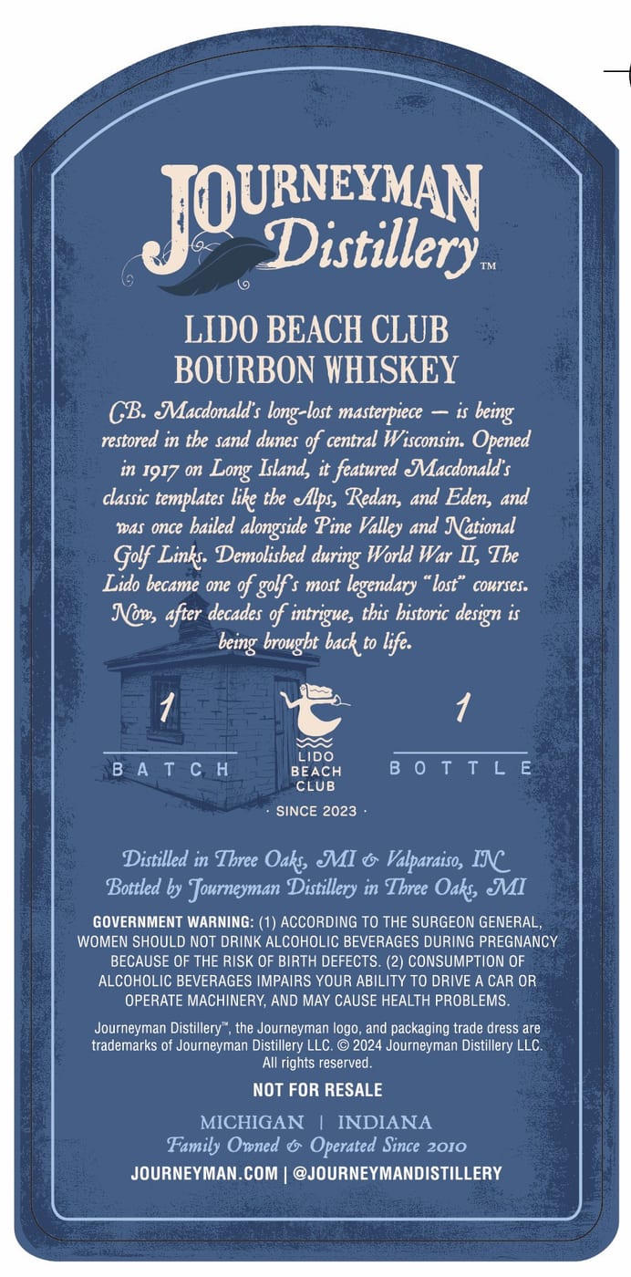 Journeyman Distillery Lido Beach Club Bourbon Whiskey label image 2