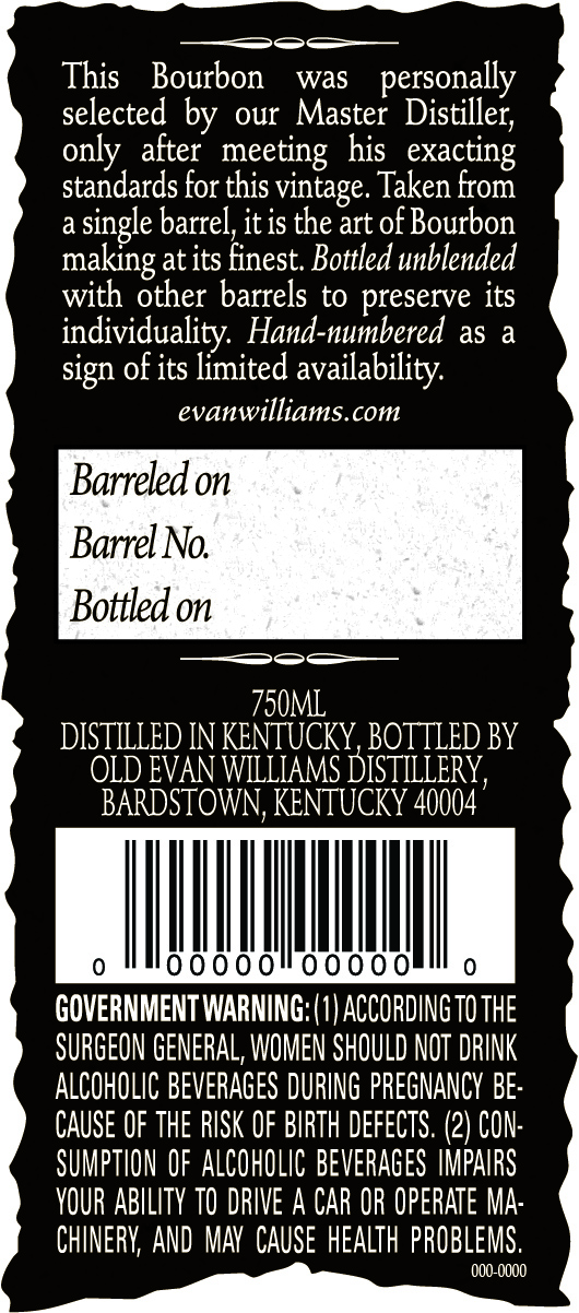 Evan Williams Single Barrel label image 2