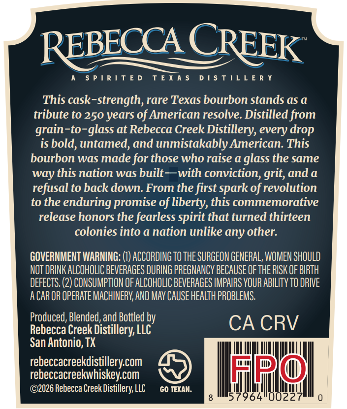 Rebecca Creek 250 Freedom Batch label image 2