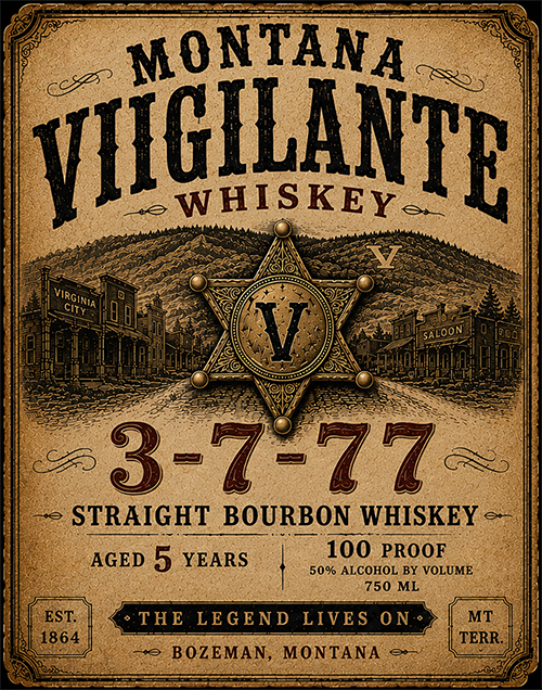 Montana Vigilante Whiskey V 3-7-77 label