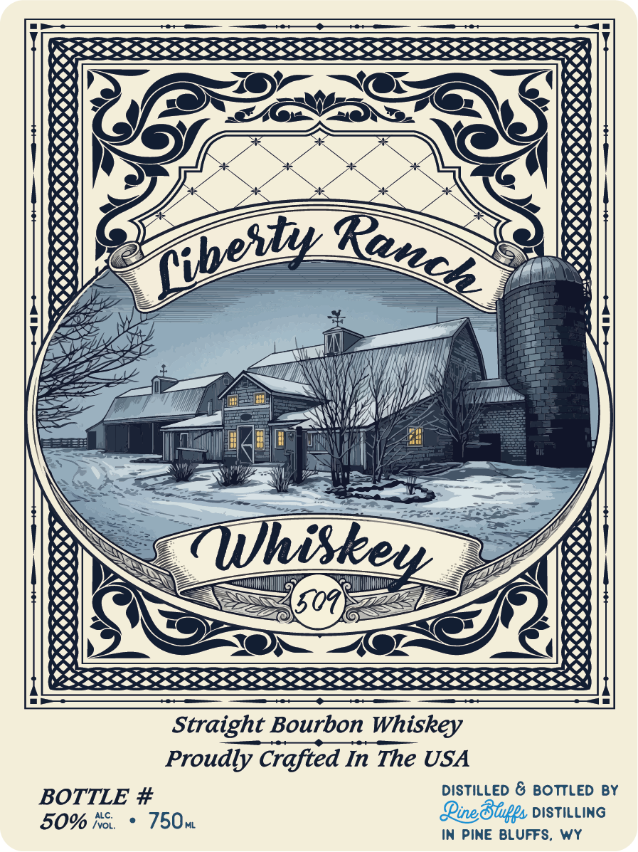 Pine Bluffs Distilling label