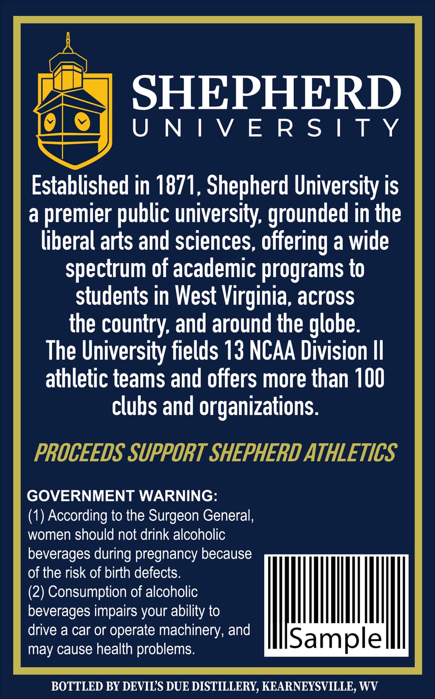 Devil's Due Distillery Shepherd University Select label image 3