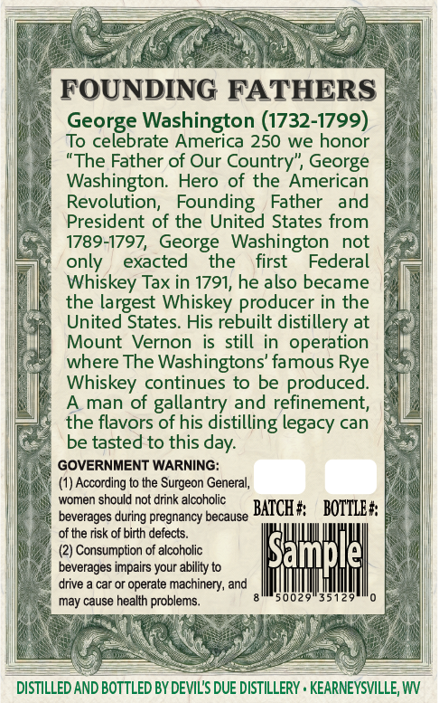 Devil's Due Distillery America 250 Washington label image 2