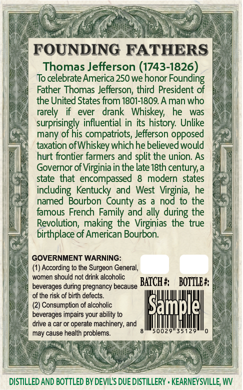 Devil's Due Distillery America 250 Jefferson label image 2