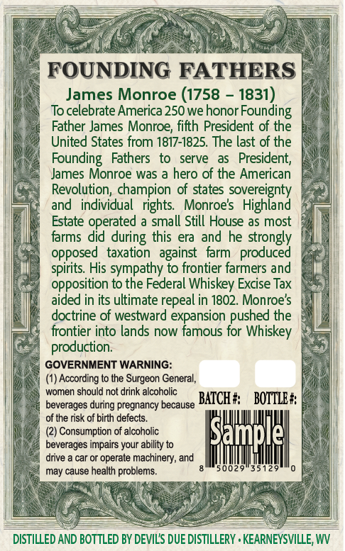 Devil's Due Distillery America 250 Monroe label image 2