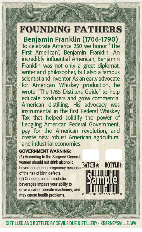 Devil's Due Distillery American 250 Franklin label image 2
