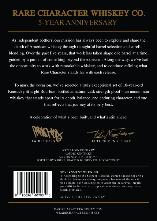 Rare Character Whiskey CO. 5 Year Anniversary label image 2