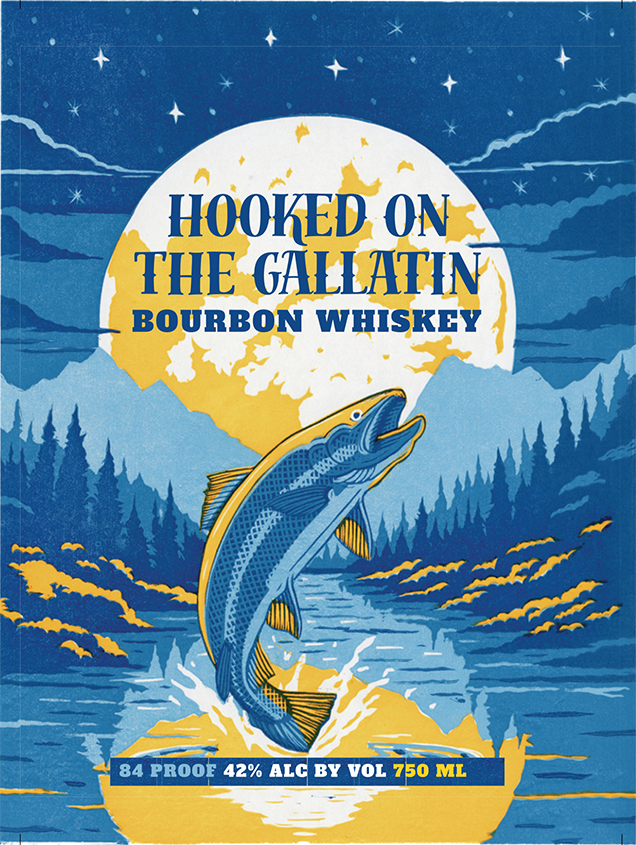 Hooked On The Gallatin Bourbon Whiskey label