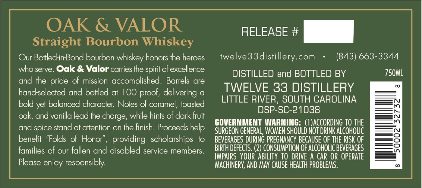 Twelve 33 Distillery Oak & Valor label image 2