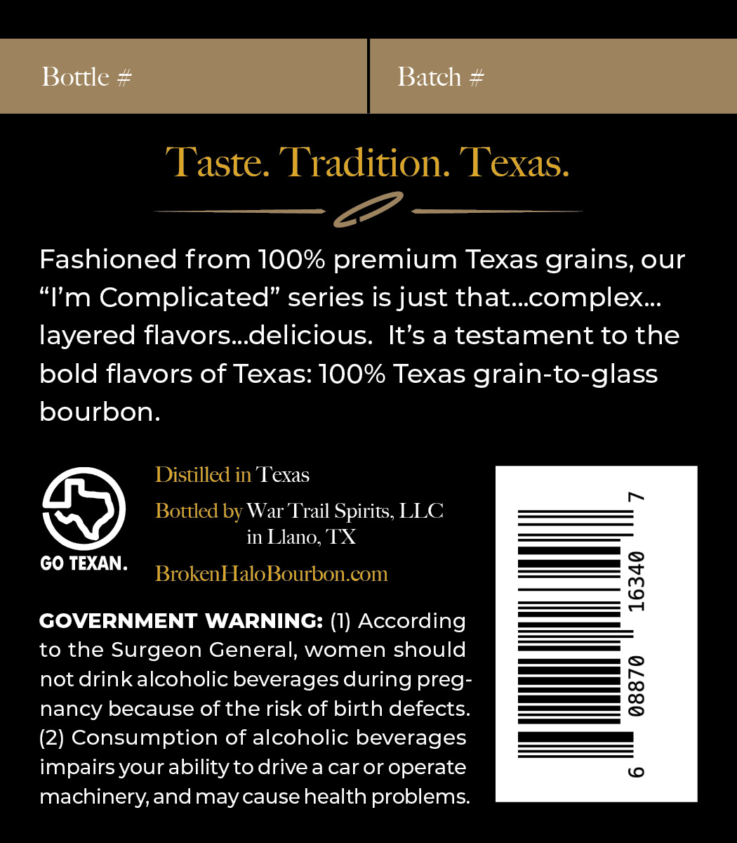 Broken Halo Bourbon I'm Complicated label image 2