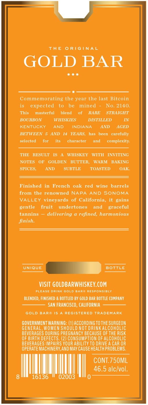 Gold Bar Bitcoin Reserve label image 5