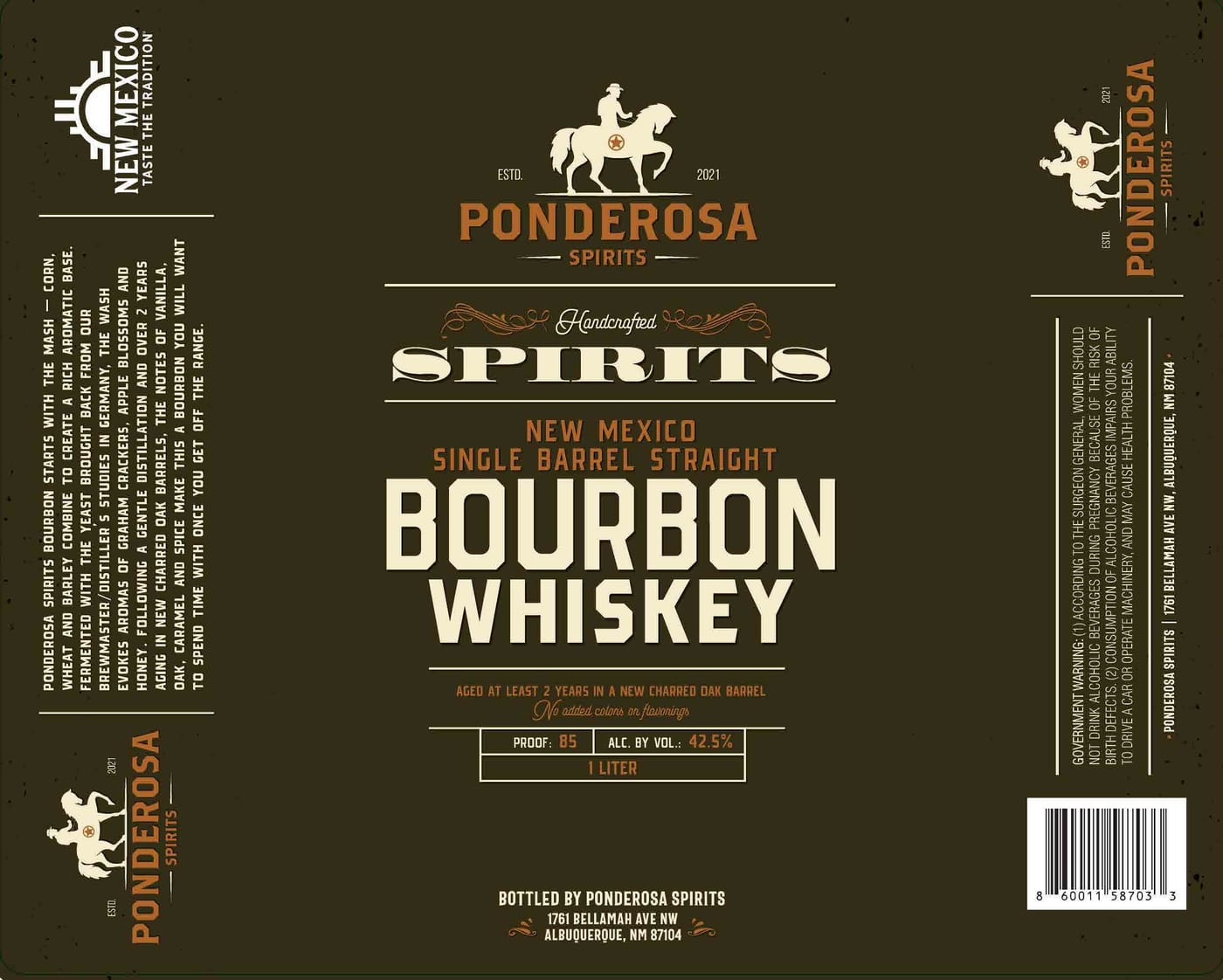 Ponderosa Spirits label