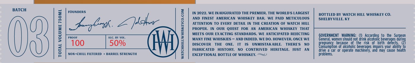 Watch Hill Whiskey CO. Execptional label image 2