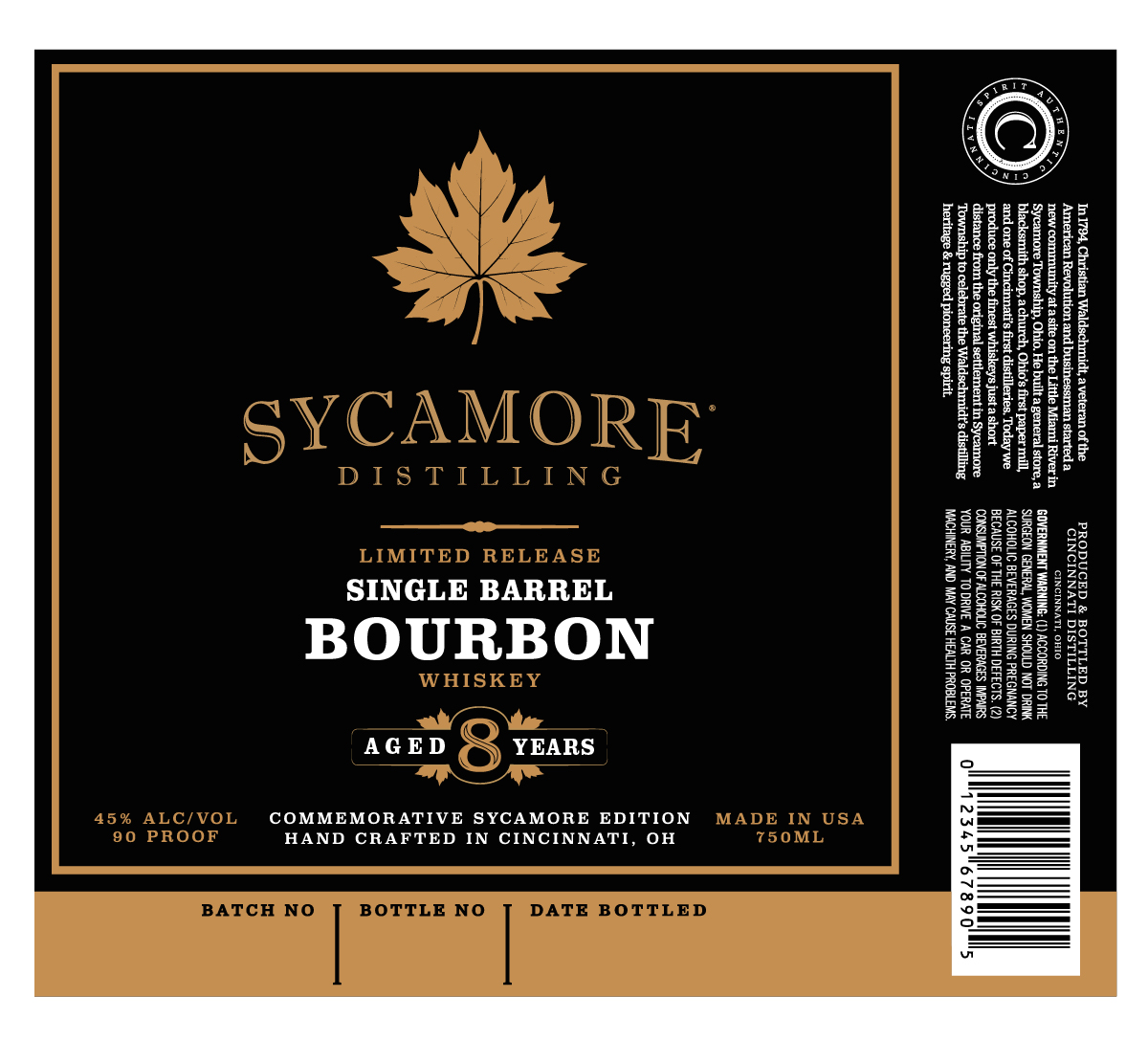 Sycamore Distilling label