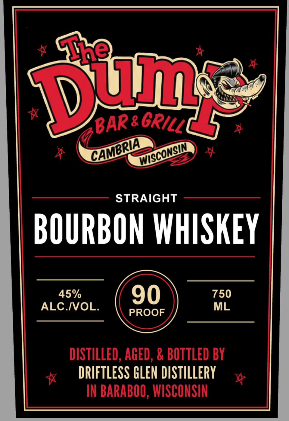 The Dump Bar & Grill label