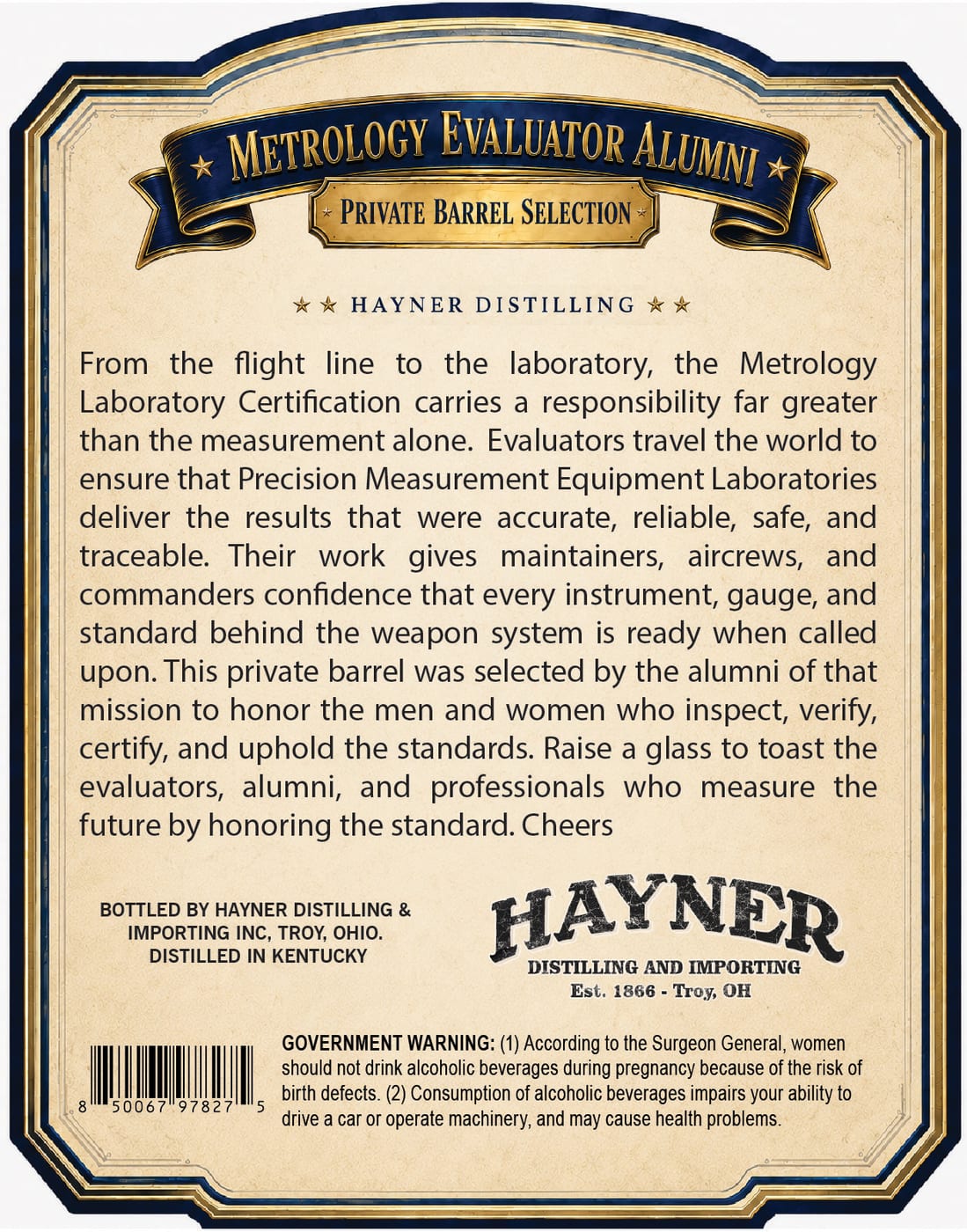 Hayner Distilling Hayner Metrology Evaluator Alumni Private Barrel label image 2