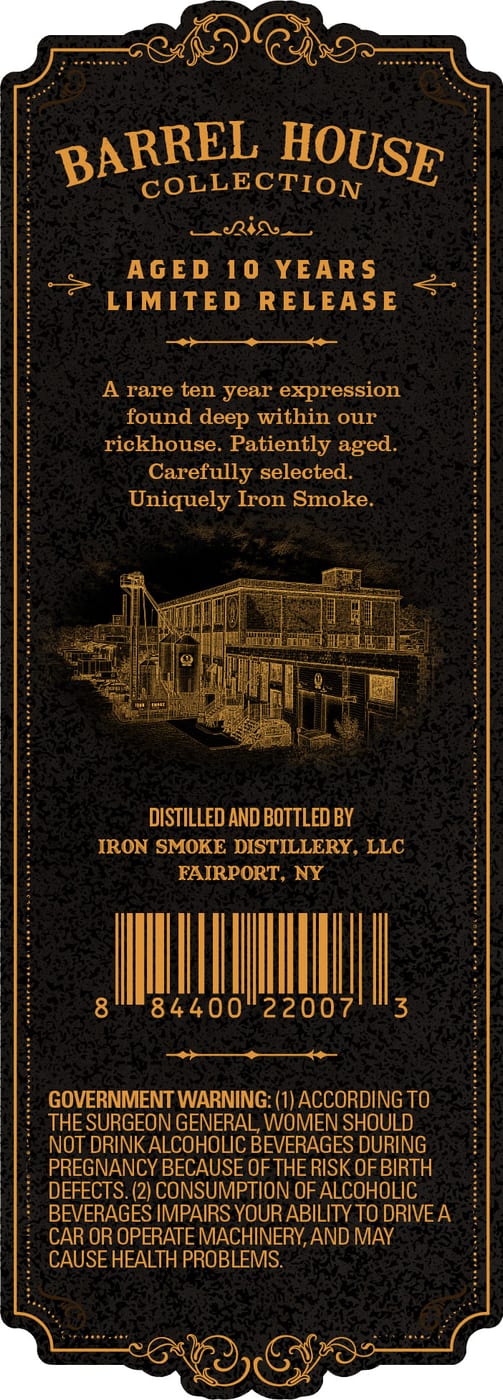 Iron Smoke Distillery Aged 10 Years label image 2
