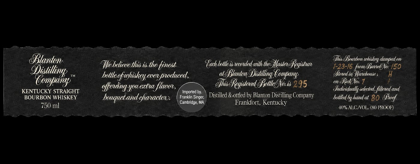 Blanton Distilling Company label