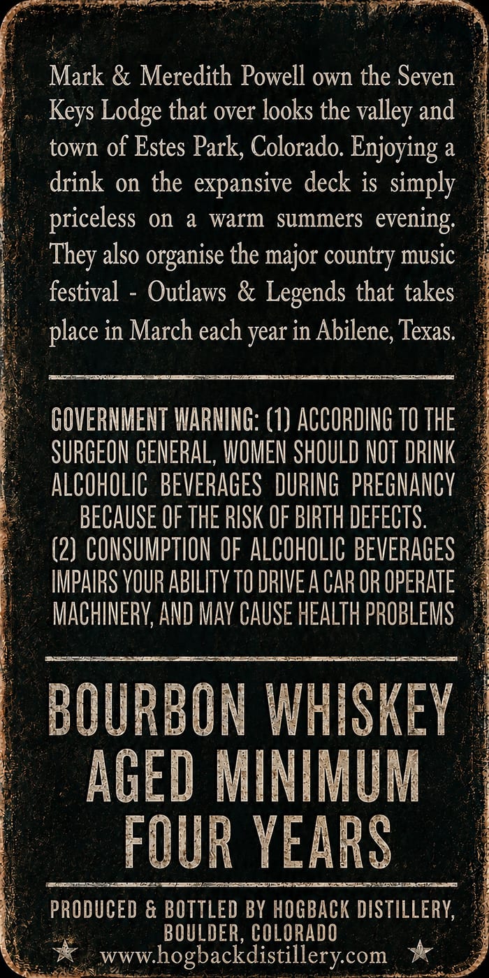 Hogback Distillery Outlaws & Ledgends label image 2