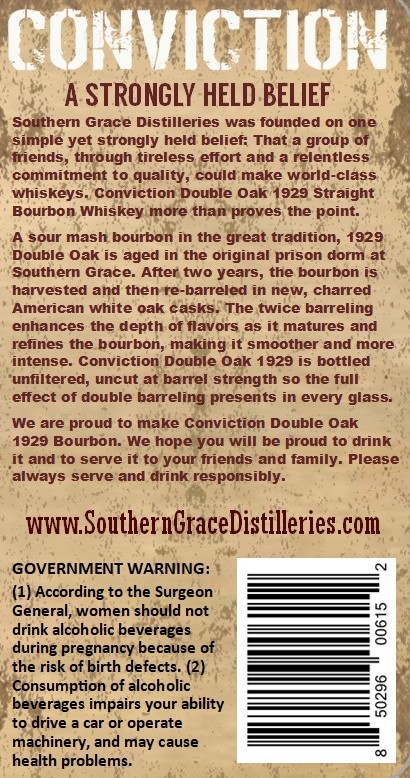 Conviction 1929 Double Oak label image 3