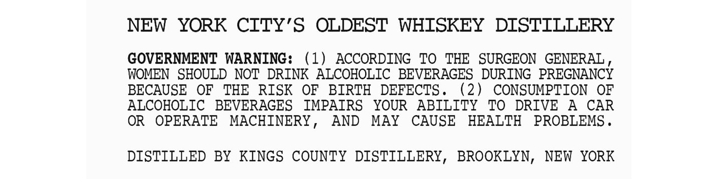 Kings County Distillery label image 2