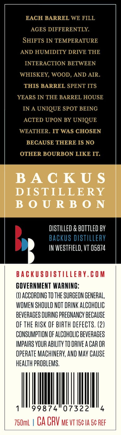 Backus Distillery, LLC label image 3