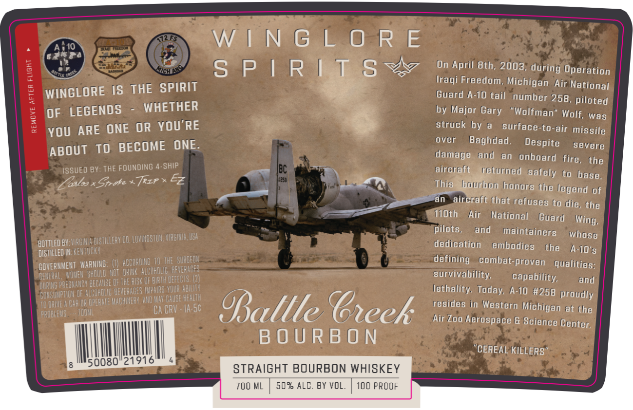Winglore Spirits label