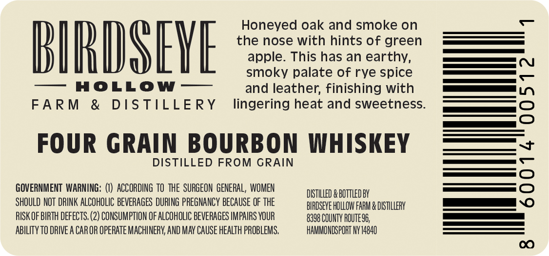 Birdseye Hollow Four Grain Bourbon Whiskey label image 2