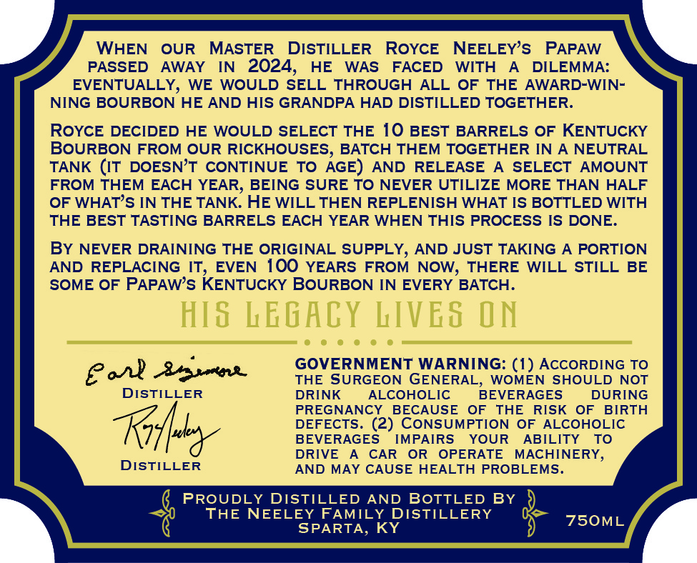 Papaw's Legacy Reserve label image 3