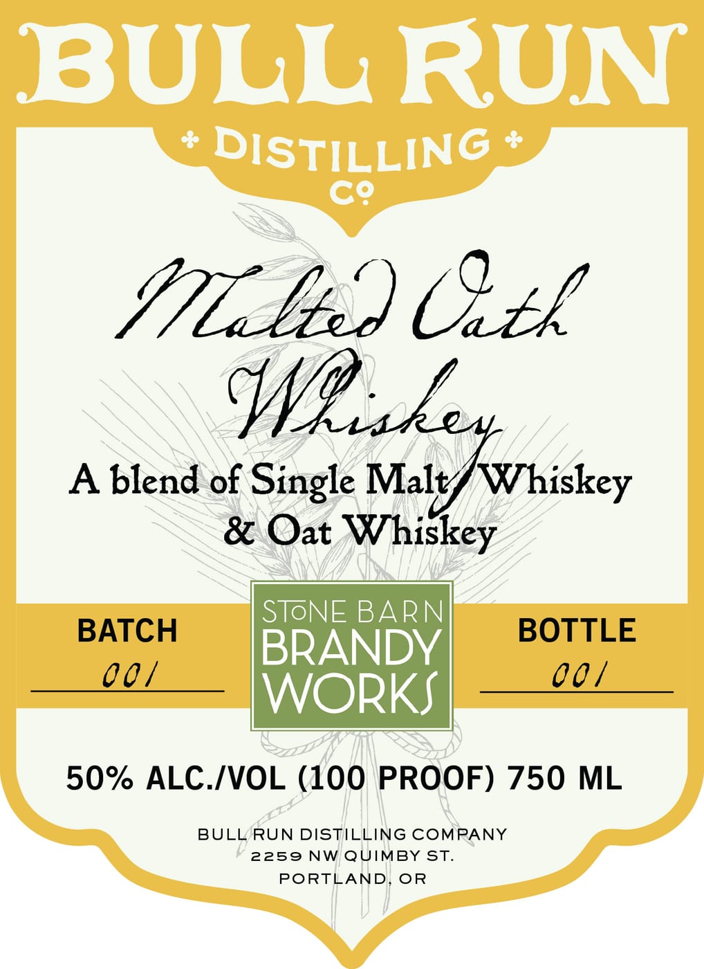 Bull Run Distillery CO. label
