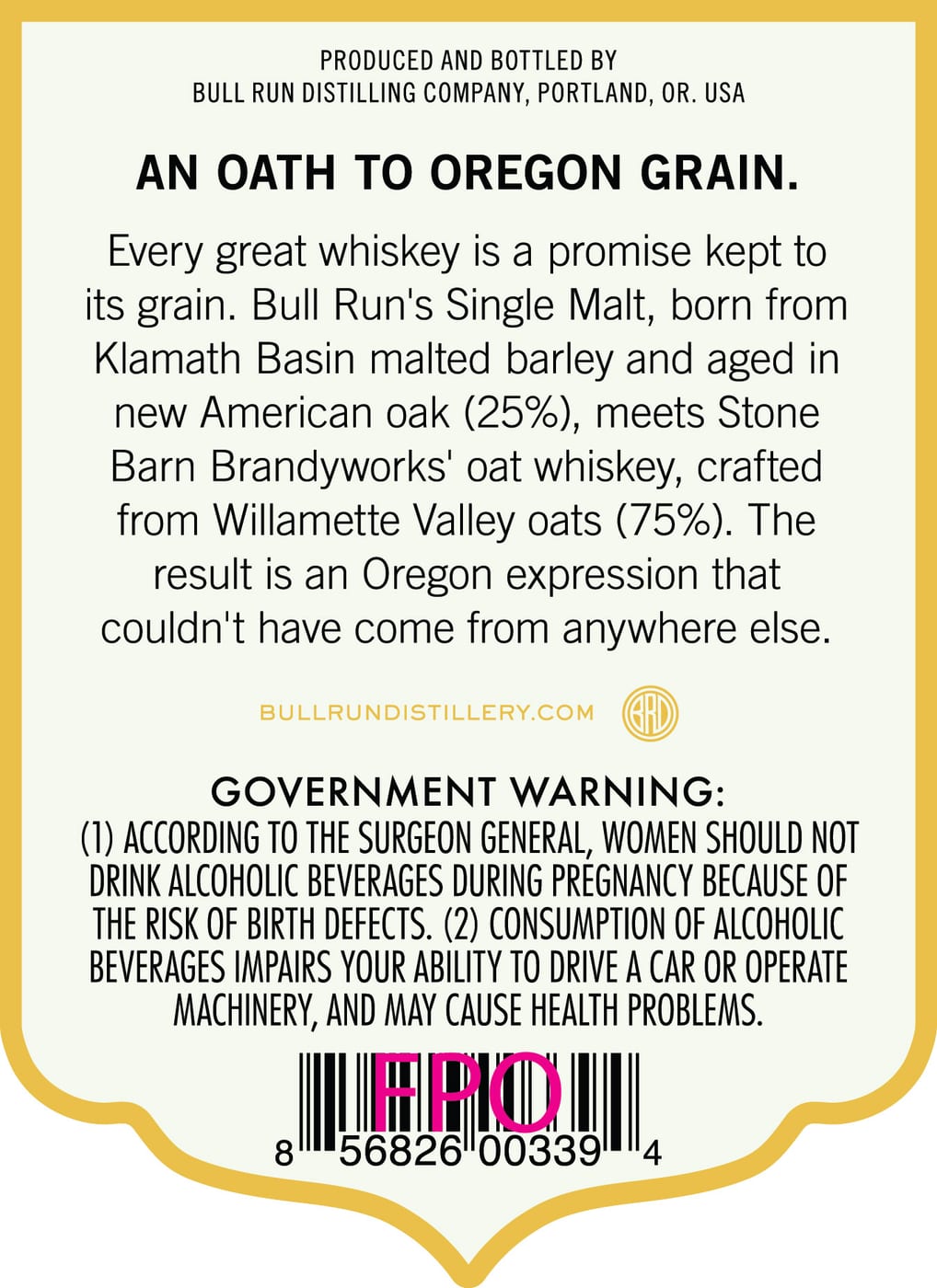 Bull Run Distillery CO. Malted Oath label image 3