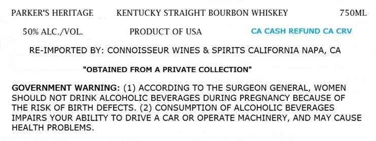 Parker's Heritage label