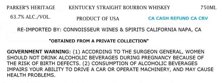 Parker's Heritage label