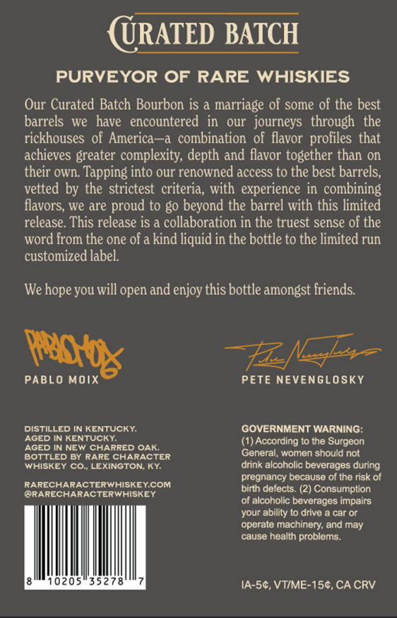 Rare Character Whiskey Rare Release label image 2