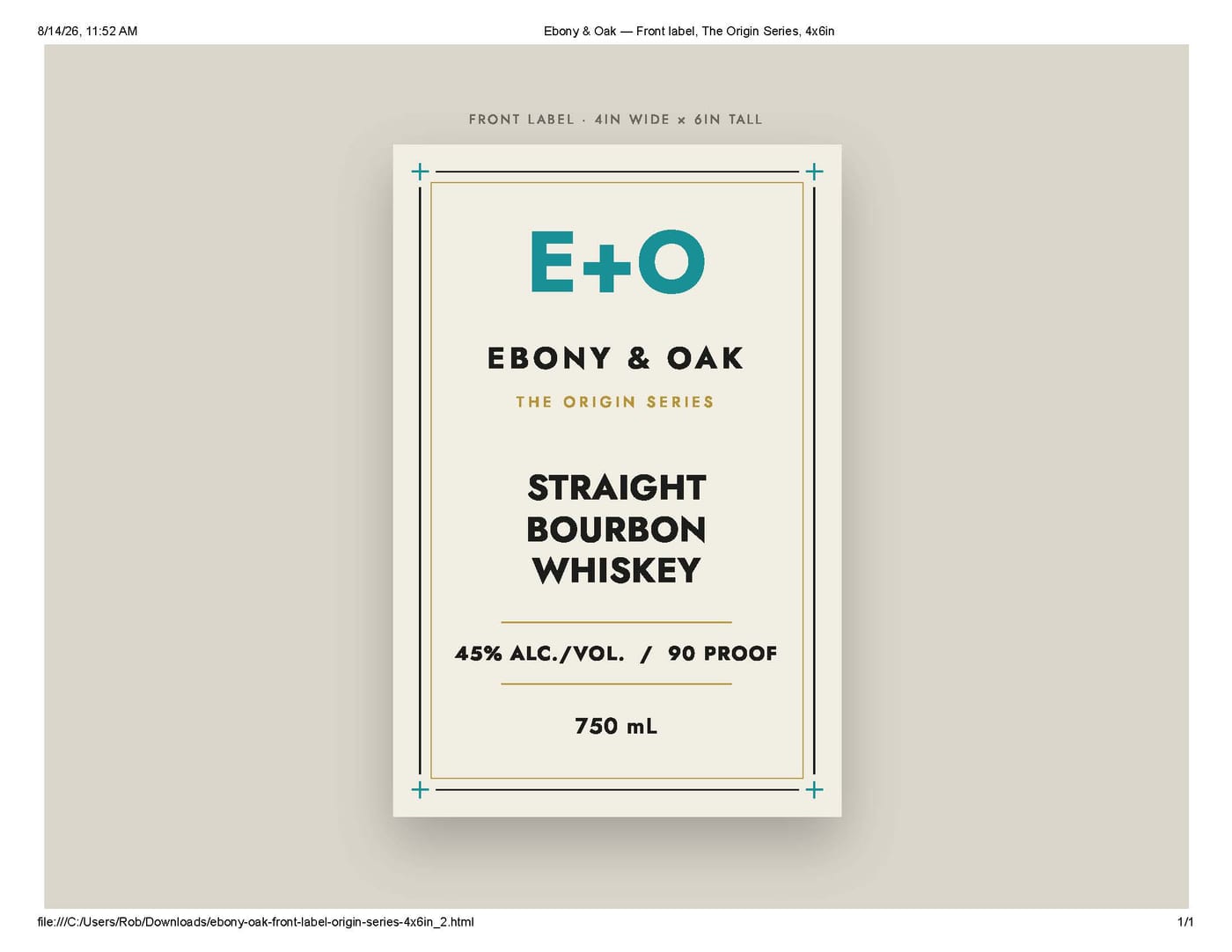Ebony & Oak label