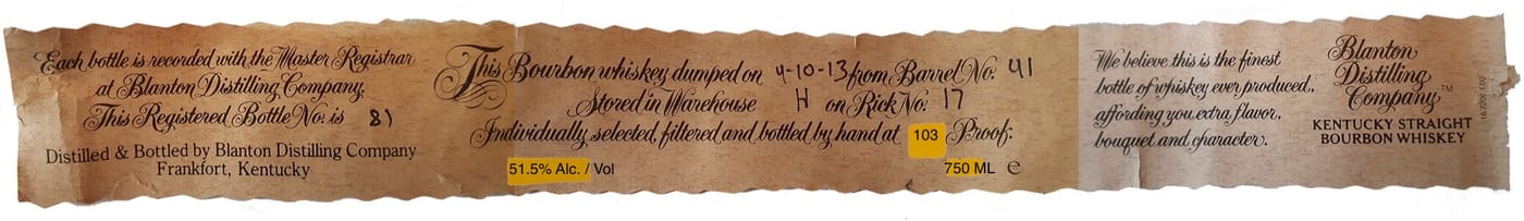 Blanton label