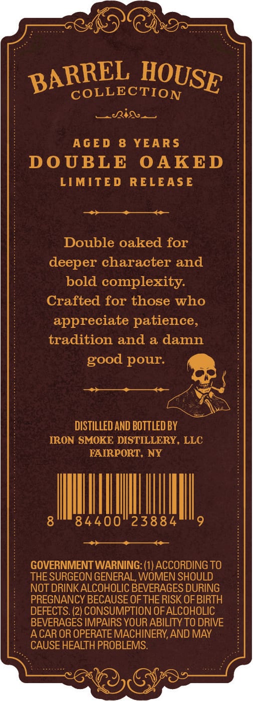 Iron Smoke Distillery Aged 8 Years Double Oaked label image 2