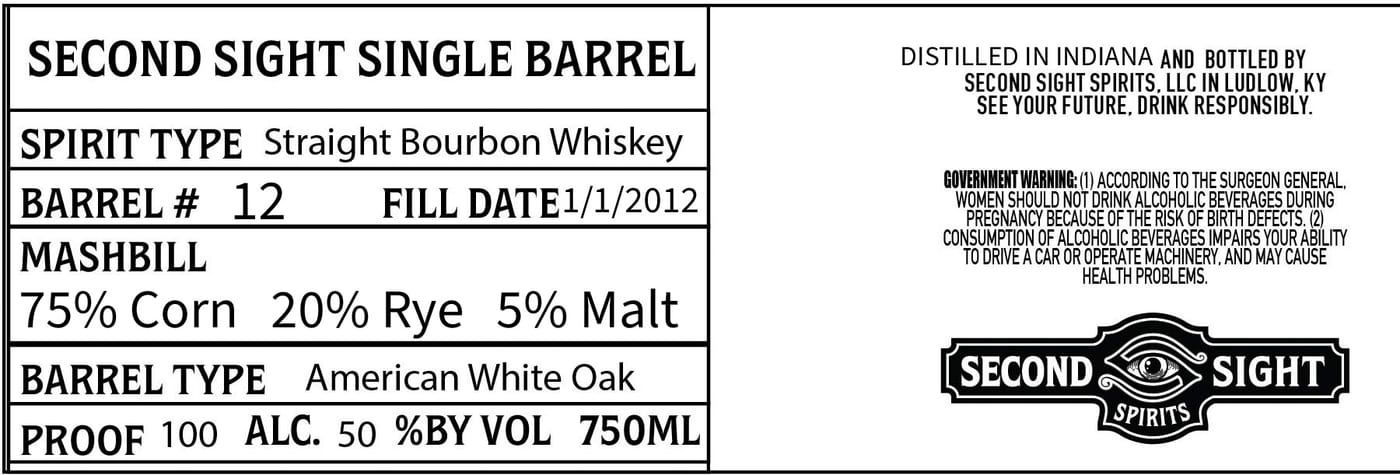 Second Sight Single Barrel label