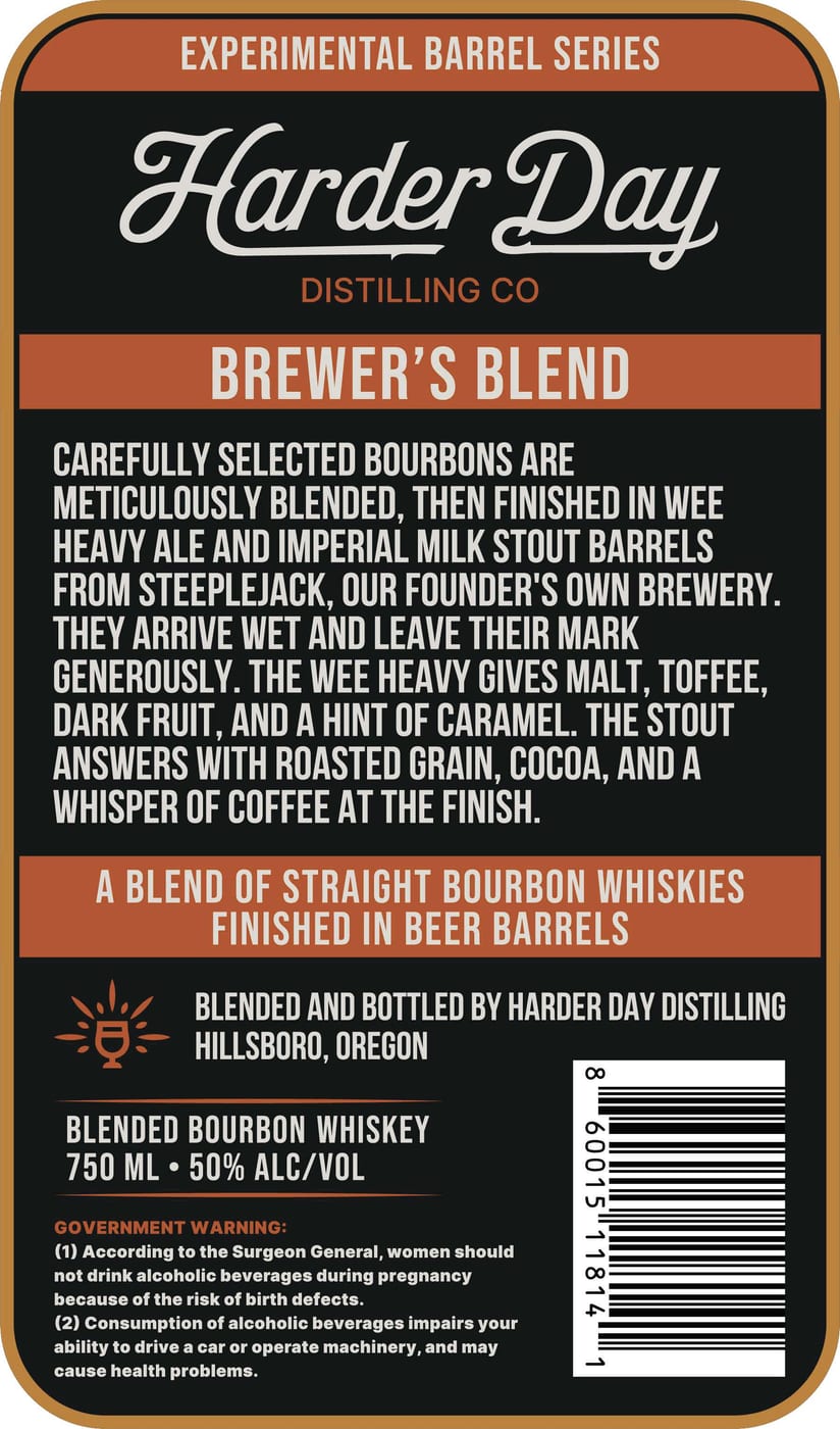 Brewer's Blend Harder Day Distilling CO label image 2