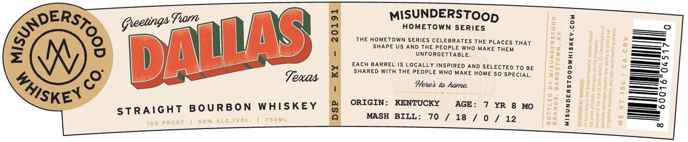 Misunderstood Whiskey CO. label