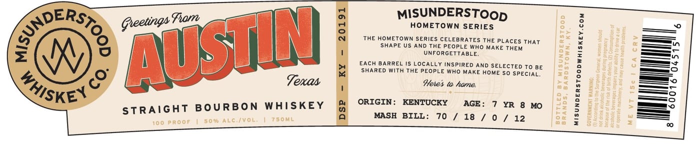 Misunderstood Whiskey CO. label