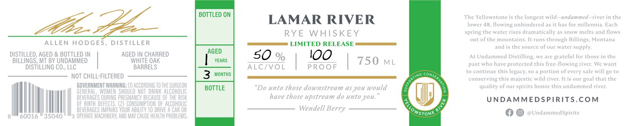 Lamar River Rye Whiskey label image 2