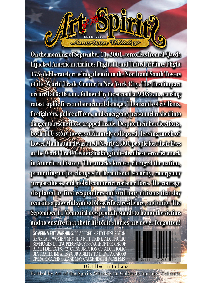 Art Of The Spirits American Whiskey Twin Towers label image 2